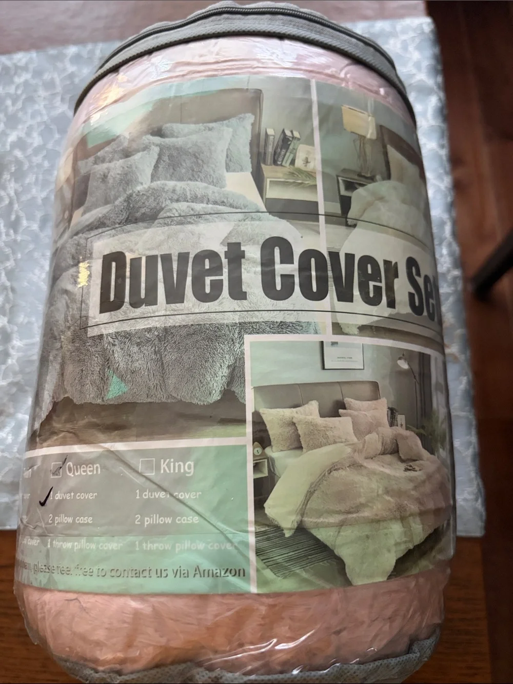 Plush Faux Fur Duvet Cover Set - Pink size Queen